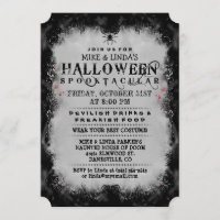 Halloween invitation gothique noir et gris de