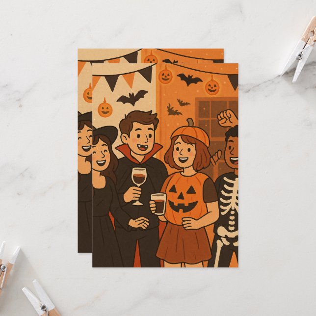 Halloween invitations for a fun party (Devant/Arrière en situation)
