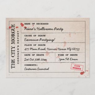 Halloween Invite City Morgue Coroner's Office Einladung