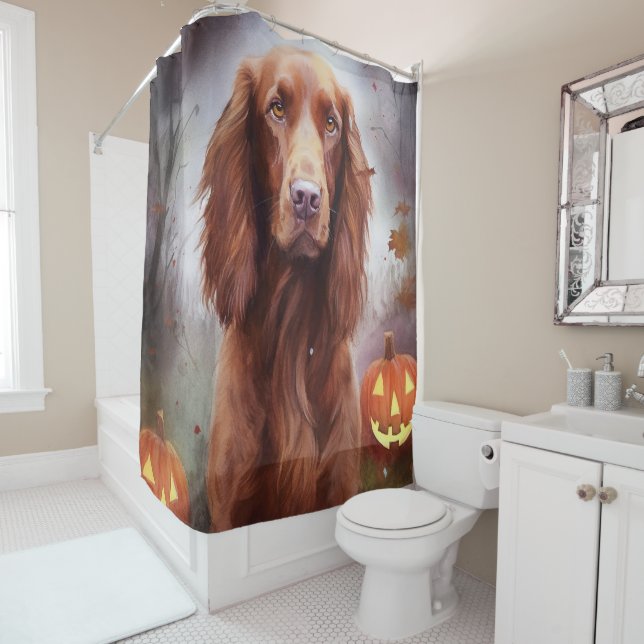 Halloween Irish Red Setter mit Pumpkins Beängstige Duschvorhang (Beispiel)