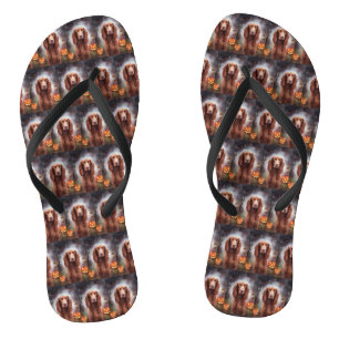 Halloween Irish Red Setter mit Pumpkins Beängstige Flip Flops