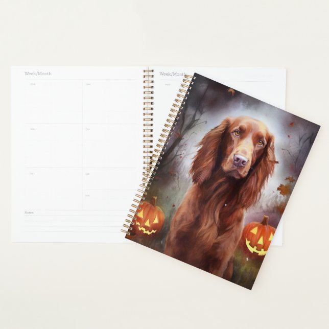 Halloween Irish Red Setter mit Pumpkins Beängstige Planer (Anzeige)