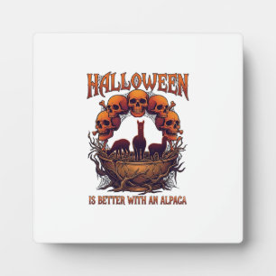 Halloween ist besser Alpaka Orange Schädel Spinne Fotoplatte