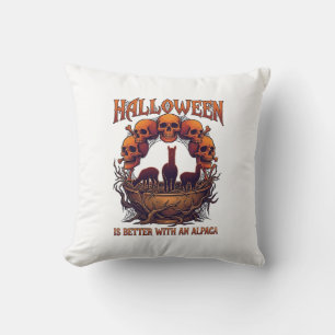 Halloween ist besser Alpaka Orange Schädel Spinne  Kissen
