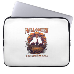 Halloween ist besser Alpaka Orange Schädel Spinne Laptopschutzhülle