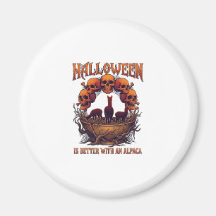 Halloween ist besser Alpaka Orange Schädel Spinne Magnet