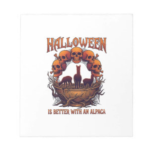 Halloween ist besser Alpaka Orange Schädel Spinne  Notizblock