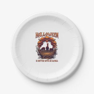 Halloween ist besser Alpaka Orange Schädel Spinne Pappteller