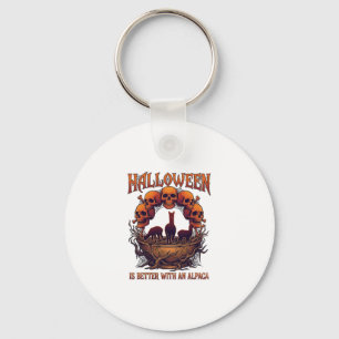 Halloween ist besser Alpaka Orange Schädel Spinne Schlüsselanhänger