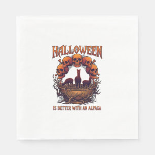 Halloween ist besser Alpaka Orange Schädel Spinne Serviette