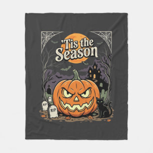 Halloween ist die Saison Kürbis Katzen Design_1 Fleecedecke