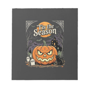 Halloween ist die Saison Kürbis-Katzen-Design_1 Notizblock