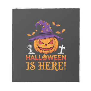 Halloween ist hier Hexe Kürbis Vektor Notizblock