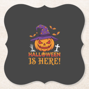 Halloween ist hier Hexe Kürbis Vektor Untersetzer