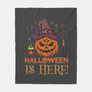 Halloween ist hier Kürbis Hexenhut Magischer Kesse Fleecedecke