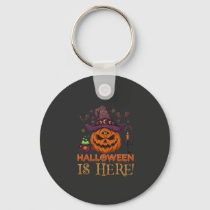 Halloween ist hier Kürbis Hexenhut Magischer Kesse Schlüsselanhänger