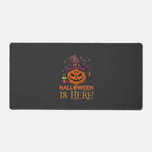 Halloween ist hier Kürbis Hexenhut Magischer Kesse Schreibtischunterlage