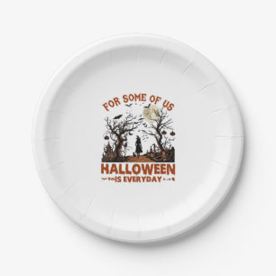 Halloween ist jeden Tag Hexe Silhouette Vollmond G Pappteller