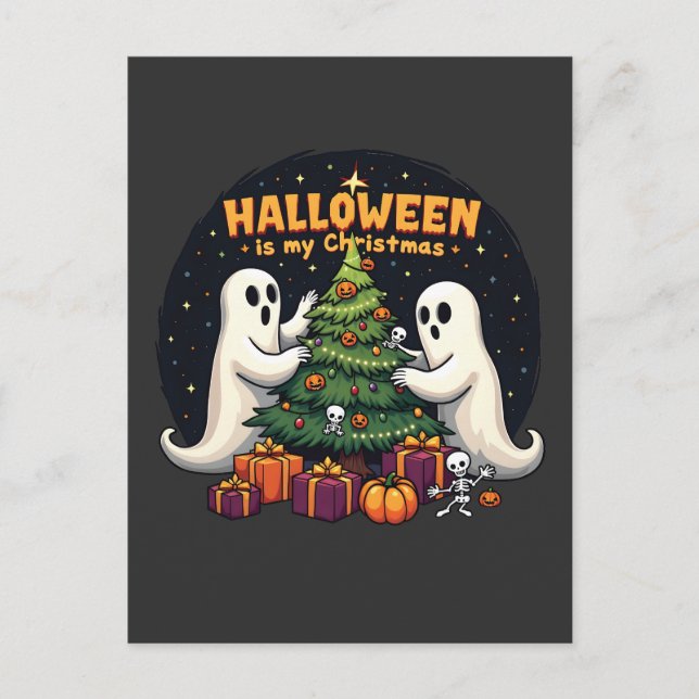 Halloween ist mein Weihnachtsgeister Weihnachten Ankündigungspostkarte (Vorderseite)