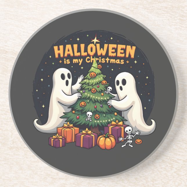 Halloween ist mein Weihnachtsgeister Weihnachten Getränkeuntersetzer (Vorne)