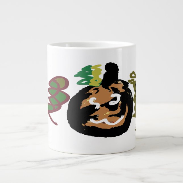 Halloween-Jack "Laternenkaffee" Jumbo-Tasse (Vorderseite)