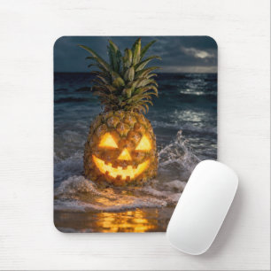 Halloween-Jack-o-Lantern-Ananas in der Meeresbrand Mousepad