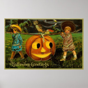 Halloween Jack-o-Lantern Ernte Nacht von Kindern Poster