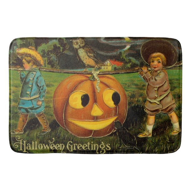 Halloween Jack-o-Lantern Ernteabend von Kindern Badematte (Vorderseite)