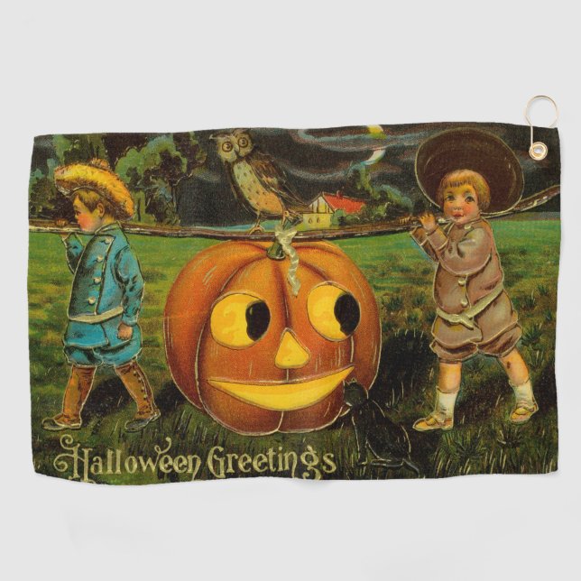 Halloween Jack-o-Lantern Ernteabend von Kindern Golfhandtuch (Horizontal)