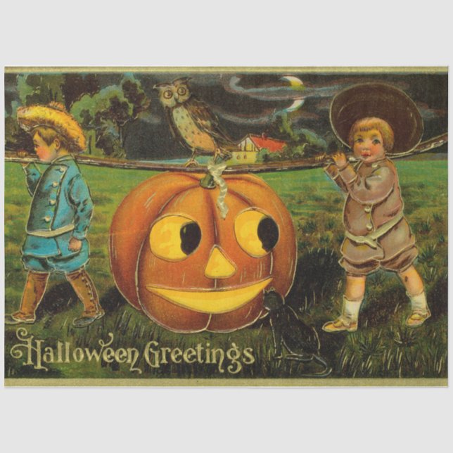Halloween Jack-o-Lantern Ernteabend von Kindern Seidenpapier (Vorderseite)