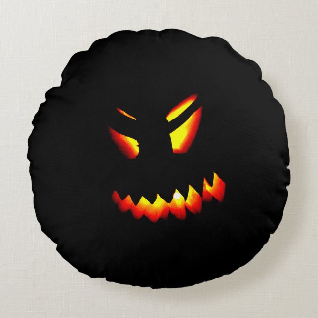 Halloween-Jack-O-Lantern-Face-Kissen 2 Seitenaufdr Rundes Kissen (Vorderseite)