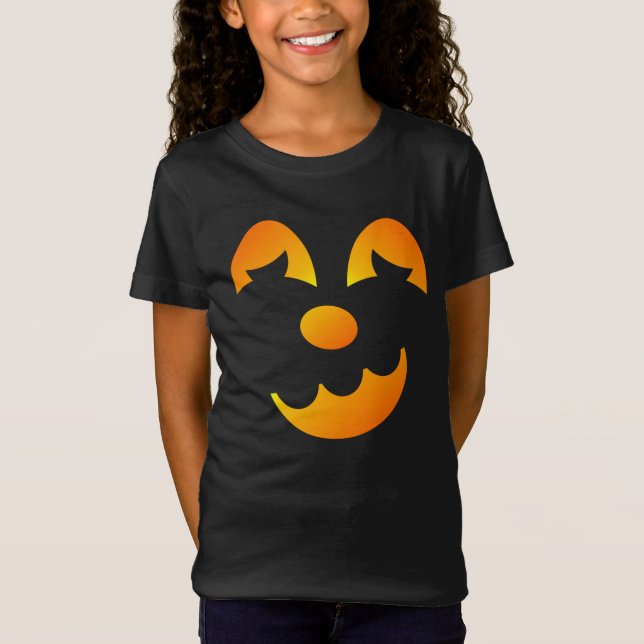 Halloween Jack-o'-lantern Funny Face Girl T-Shirt (Vorderseite)