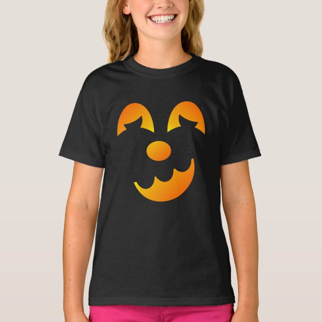 Halloween Jack-o'-lantern Funny Face Girl T-Shirt (Vorderseite)
