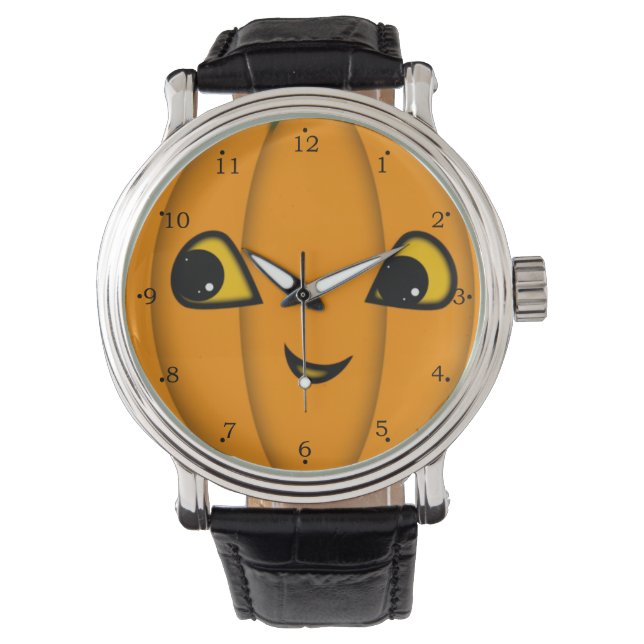 Halloween Jack-o-Lantern-Gesicht Armbanduhr (Vorderseite)
