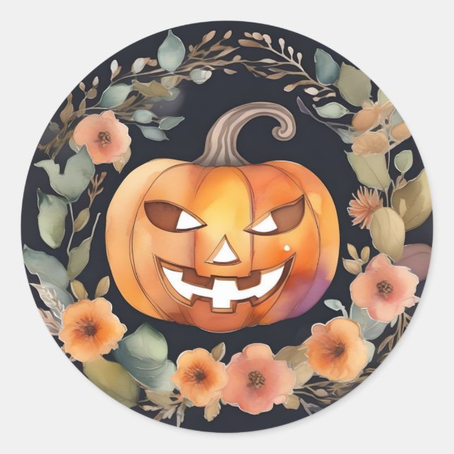 Halloween Jack-O-Lantern, Halloween Pumpkin, Runder Aufkleber (Vorderseite)