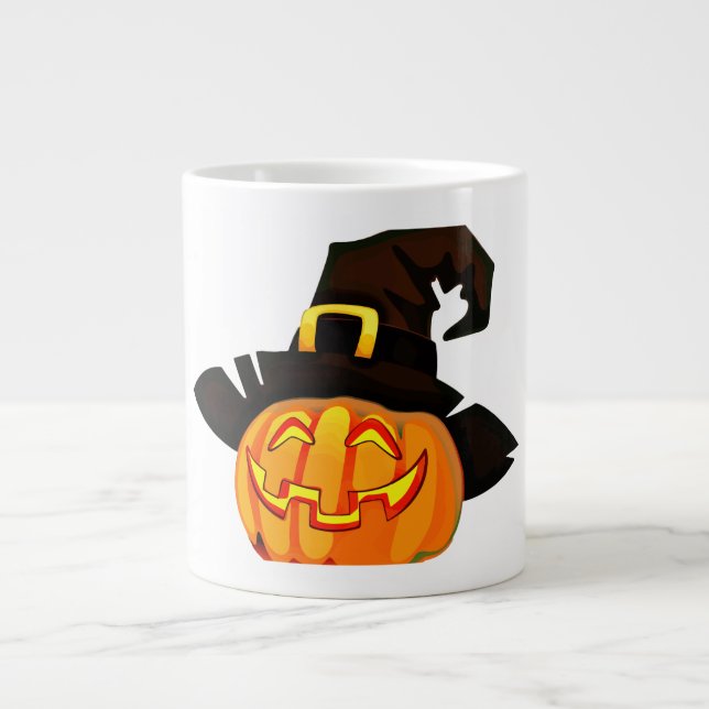 Halloween-Jack-O-Lantern-Hexe-Tasse Jumbo-Tasse (Vorderseite)