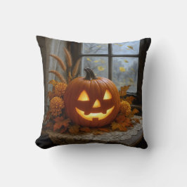 Halloween Jack-o-Lantern in den Blume im Herbst Kissen