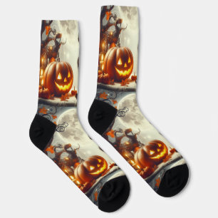 Halloween Jack O' Lantern Kürbisdruck Crew Socken