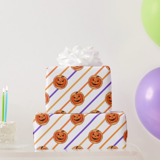 Halloween-Jack-O-Lantern-Kürbiskeks Geschenkpapier (Partygeschenke)