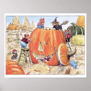 Halloween Jack o' Lantern Mice Print Poster