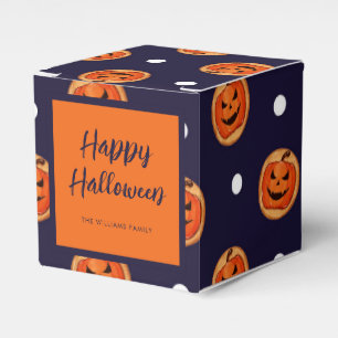 Halloween Jack-O-Lantern Navy Polka Dots Custom Geschenkschachtel