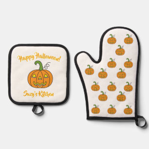 Halloween Jack-O-Lantern Ofenhandschuh & Topflappen-Set