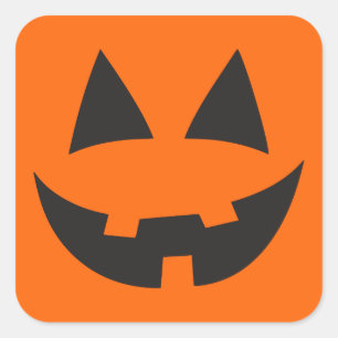 Halloween Jack-O-Lantern Pumpkin Face Sihouette2 Quadratischer Aufkleber