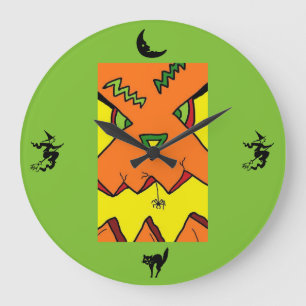 Halloween Jack-O-Lantern & Spider Clock Große Wanduhr