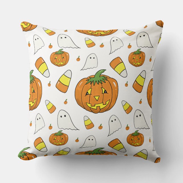 Halloween Jack-O'-Lantern Throw Pillow Kissen (Vorderseite)