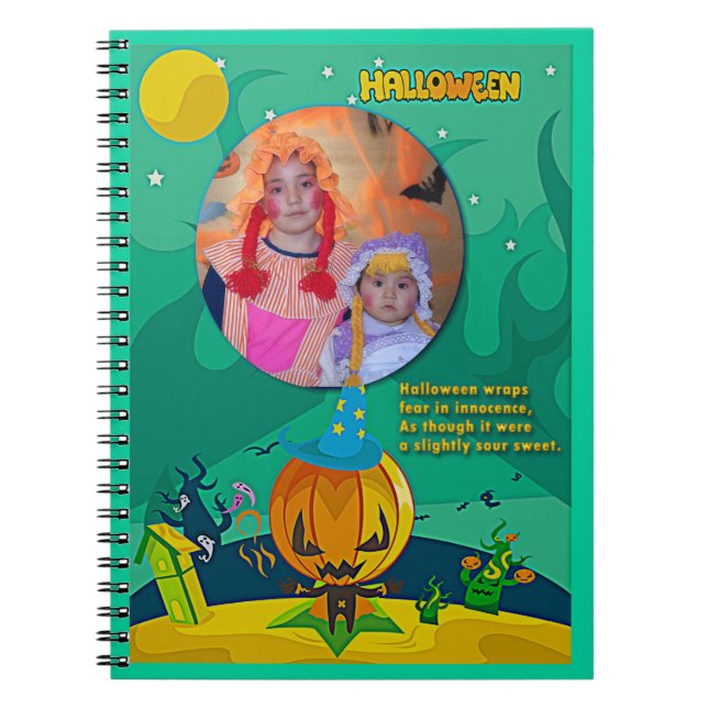 Halloween Jack o' Lantern Wizard Family Foto Notizblock (Vorderseite)