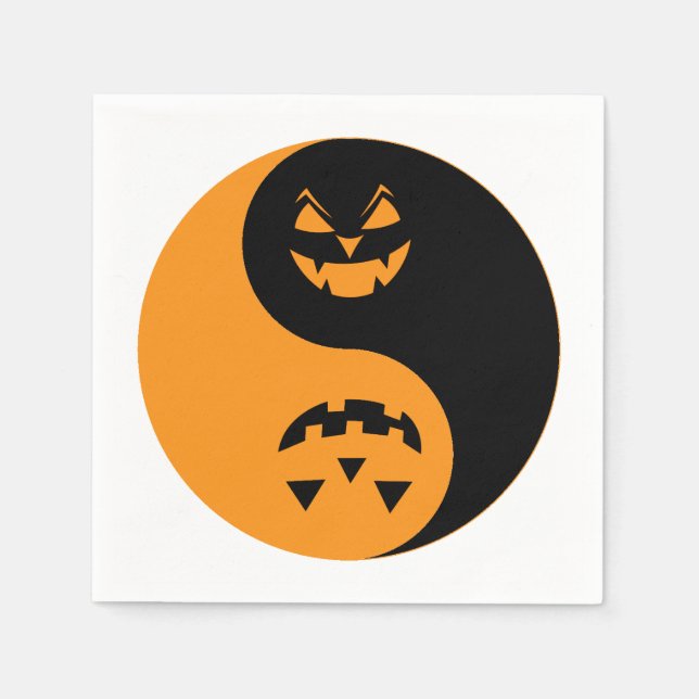 Halloween Jack o-lantern Yin Yang Serviette (Vorderseite)