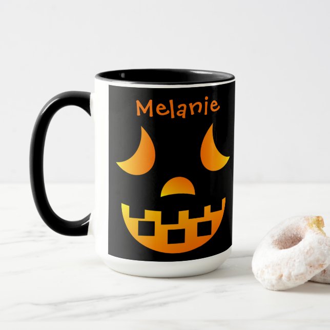 Halloween Jack-o' lanterne face combo Mug (Avec donut)