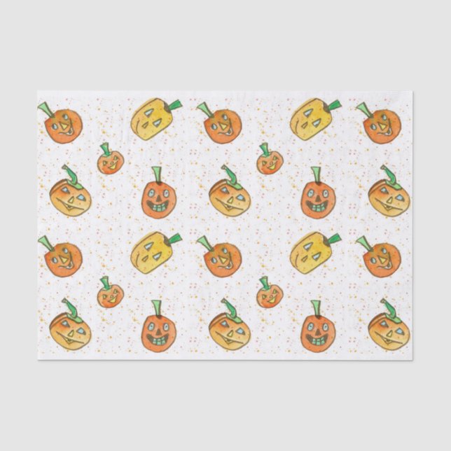 Halloween Jack-O-Lanterns Wasserfarbe Seidenpapier (Vorderseite)