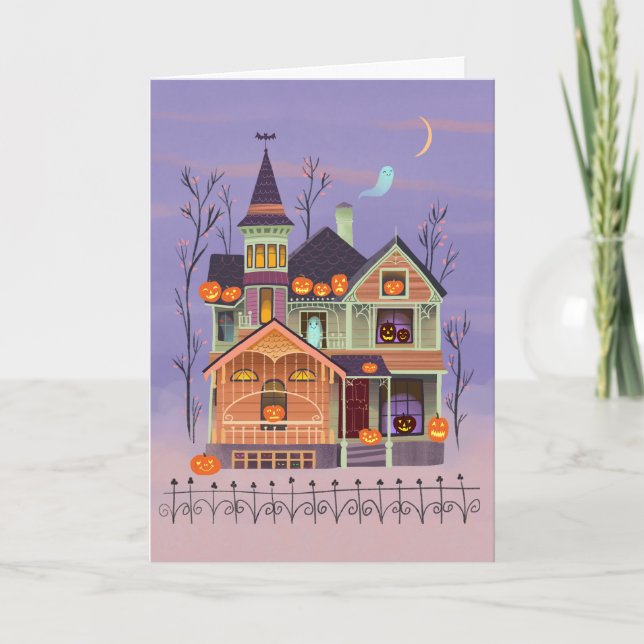 Halloween Jack-o'-Laterne House Card Karte (Vorderseite)